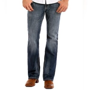 Men's Rock & Roll Pistol Straight Blue Jeans 36x30
